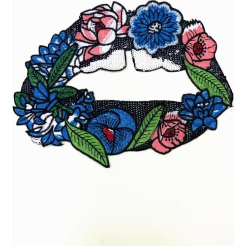 Flower lips sequins patches iron on embroidered fabric patches for clothing decoration accessories stickers for clothes