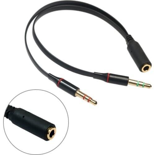 3.5 Mm Black Headphone Earphone Audio Cable Micphone Y Splitter Adapter 1 Female To 2 Male Connected Cord To Laptop PC New