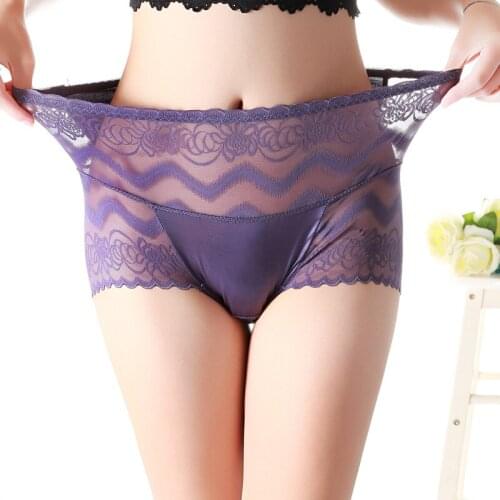 Plus Size Women Lace Panties with High Waist Sexy Thin Transparent Underwear for Women Lace Lingerie for Sex Panties 2021