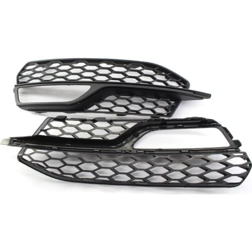 Fits for Audi A3 S3 S-Line 2014-2016 2015 Front Bumper Fog Light Grill Grille w/ Black Trim