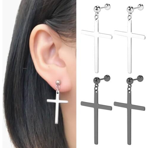 Ball Screw Helix Stud Earrings Crosses Mens Drop Earrings Goth Earrings Black Gifts For Women 2021 Trend Fashion Jewelry 1 Pair