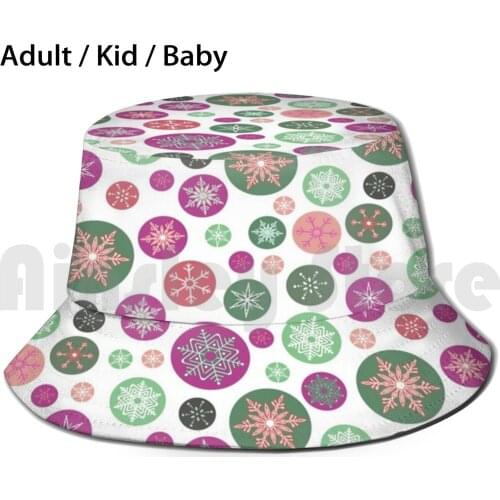 Polka Dot Snowflakes Traditional Hygge Design Sun Hat Foldable UV Protection Winter Snow Skier Skiing Christmas Holiday