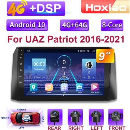 360 Auxiliary System 4G Android 10 Car Radio Multimedia Video Player For UAZ Patriot 3 2016 2017 2018-2021 Navigation GPS 2 DIN