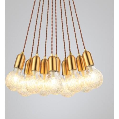 Modern minimalist LED crystal engraved glass chandeliers Nordic fashion cafe clothing store bar decoration pendant hanging lamp