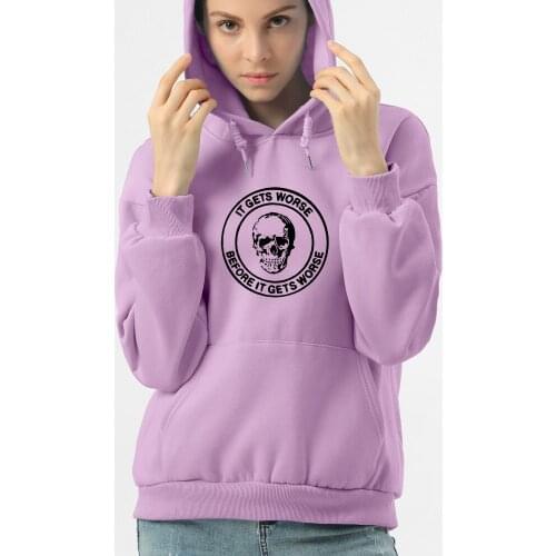 Skull Letter Print Hiphop Harajuku Hoodie Oversized Streetwear Hoodies Women Long Sleeve Kpop Sweatshirt Cotton Autumn Hooded