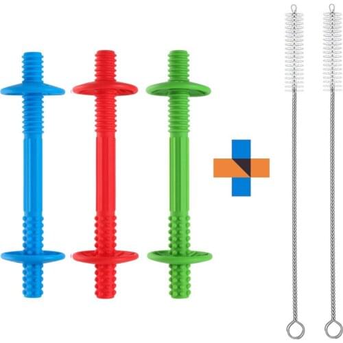 Hollow Teething Tubes Soft Silicone Teething Toy For Babies BPA Free Different Textures Kids Autism Speech Tool Therapy Toy Gift