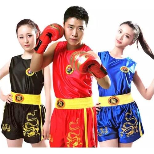 Unisex Boxing Uniform Sanda Suit Kongfu Uniform Bruce Lee Wushu Clothing Martial Arts Performance Costume for Children Adult New
