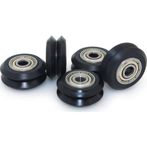 V Type Plastic Passive Round Wheel with Bearing Idler Pulley Gear for 3D Printer(Pack of 5Pcs)