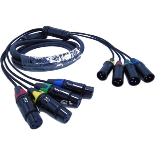 High quality 4 Channel 3 Pin XLR Snake Cable Male to Female Extension Audio Cord M/F