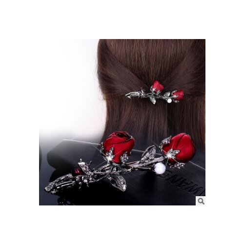 60pcs/lot DIY Simple Alloy Drill Rose Ponytail Holder Hair Clips Leaf Branch Hairpins Hair Styling Tool Accessories HA1020
