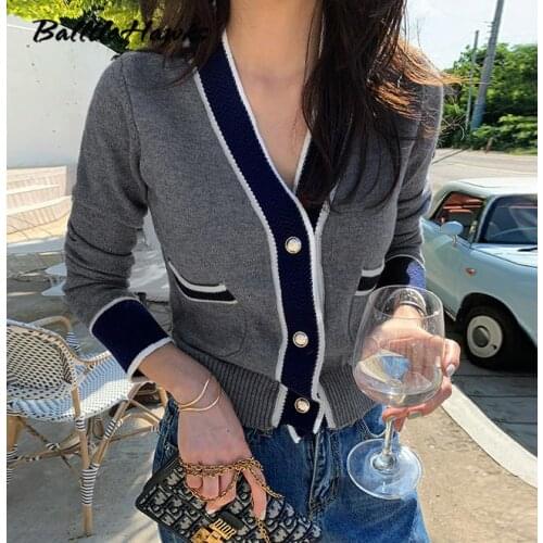 Office Ladies Knitted Cardigans Sweaters Women Long Sleeve V-Neck Korean Office Fashion Slim Tops Cardigans Autumn Winter