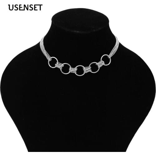USENSET Fashion Choker Necklace Stainless Steel Womens Jewelry Torques Charm Chain