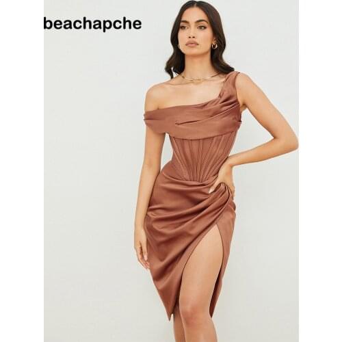 Beachapche 2021 New Summer Women Dress Strapless Draped Knee Length Dress Sexy Bodycon Elegant Club Celebrity Party Dresses Vest