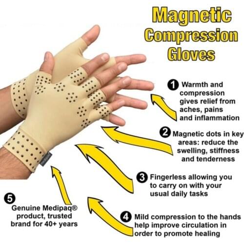 1 Pair Magnetic Therapy Fingerless Gloves Arthritis Pain Relief Heal Joints Braces Supports Hand Care Tool