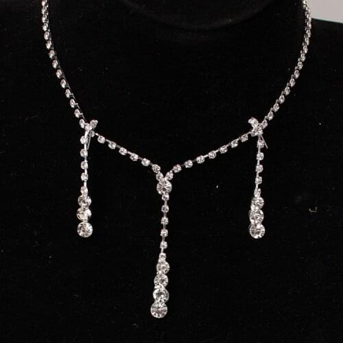 2 Sets Of New Fashion Necklace 2020 Beautiful Bride Crystal Wedding Jewelry Necklace Women Gifts Cheap Marketing Necklace Women
