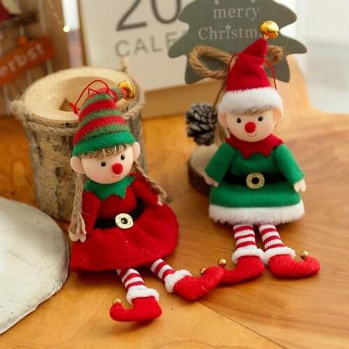 2pcs Xmas Adorable Elf Doll Pendant Christmas Tree Doll Hanging Decoration Accessories