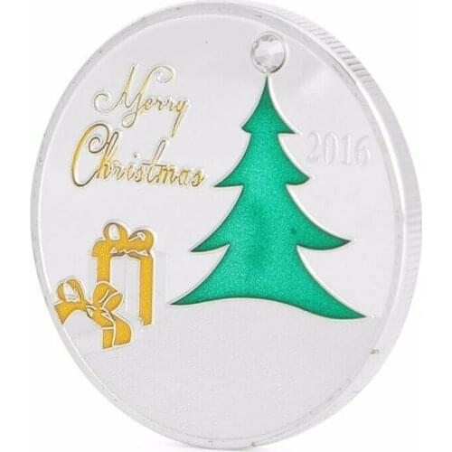 2016 Merry Christmas Tree Deer Silver Plated Commemorative Challenge Coin Token coins collectibles home decoration accessories
