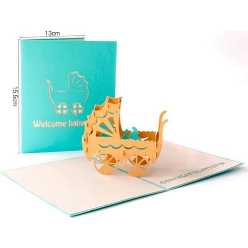 3D Laser Cut Handmade Carving Newborn Baby Party Paper Invitation Greeting Cards PostCard Baby Boy Girl Birthday Creative Gift