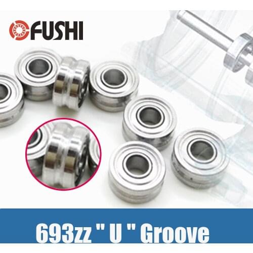 693zz " U " Groove Type Bearing 3*8*4 mm ( 2 Pcs ) ABEC-3 Miniature Fishing Rod Reel Pulley Ball Bearings 693 U