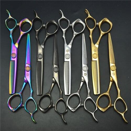 9001# 6'' 17.5cm Brand Purple Dragon Hairdressing Scissors JP 440C Cutting/ Thinning Scissors Professional Human Hair Scissors