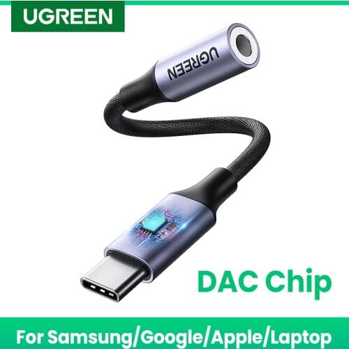 UGREEN DAC Chip USB C to 3.5mm Headphone Adapter Type C AUX 3.5 Audio Jack Converter for iPad Pro 2020 Samsung Note10+ Pixel 4