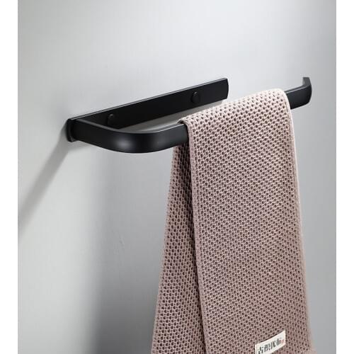 Aluminum Bathroom Towel Holder Towel Ring Hanger Storage Shelf Towel Rack Rail Bathroom Accessories Towel Rack Black/White