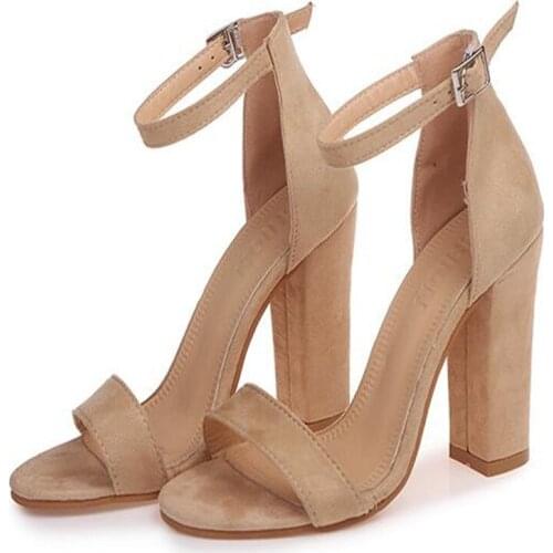 Fashion Ankle Strap Women Casual Sandals Open Toe Summer High Heel Shoes Buckle Ladies Office Work Shoes