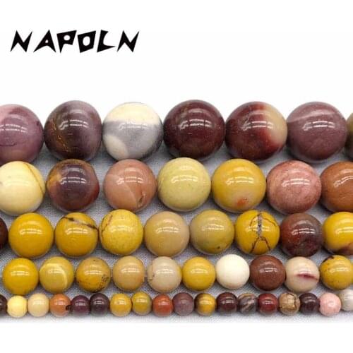 NAPOLN Natural Stone Beads Egg yolk stone Beads 15" Strand 4 6 8 10 12MM Pick Size For Jewelry bracelet necklace Accessories