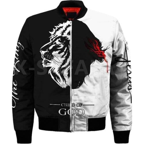 God Jesus Christian Cross Dad Lion 3D Over Printed Men Unisex 1 Bomber Jacket Zipper Casual Streetwear Tracksuits Thick Coats