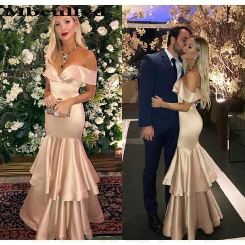Mbcullyd Gorgeous Mermaid Long Bridesmaid Dresses 2020 Champange Elastic Satin Dress for Wedding Party vestido madrinha