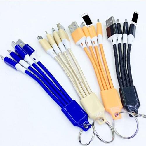 Keychain multi charging cable for samsung a50 s10 s20 note10 universal short charge cord for huawei honor20 mate20 p30 oppo vivo