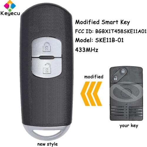 KEYECU Modified Smart Remote Car Key Fob 2 Buttons 433MHz for Mazda CX-7 CX-9 SPEED 6 2007-2009 FCC: BGBX1T458SKE11A01 SKE11B-01