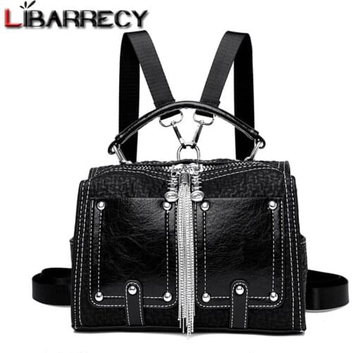 Fashion Tassel Designer Womens Backpack 2021 New Multifunctional Ladies Bag High Quality PU Leather Women Shoulder Bags Bolsos