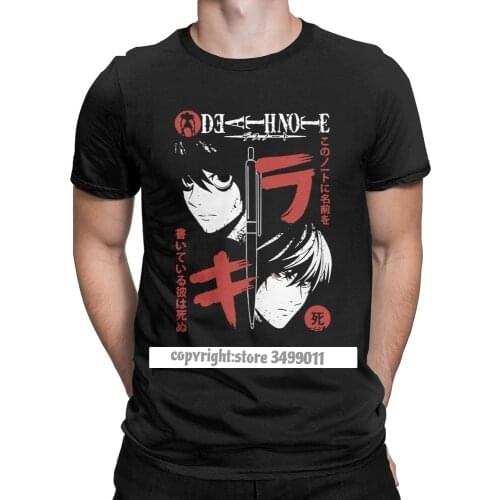 Death Note Pencil Tee Shirts Men Vintage Cotton Tee Shirt Crew Neck Tshirt Birthday Present Clothes