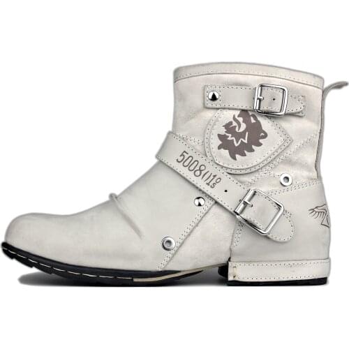 2021 OTTO ZONE New England Western Boots Genuine Leather Mens Motorcycle Boots Ankle Boots Mens Casual Boots 5008-1-AC