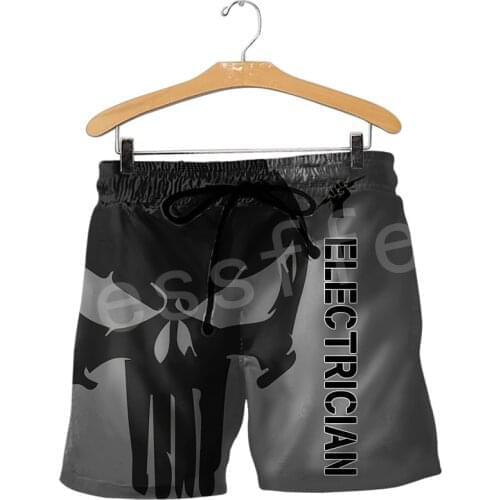 Tessffel 2020Newest Worker Skull Electrician ironworker instrument Unisex Casual 3DPrint Summer funny Beach Shorts Short Pant A1