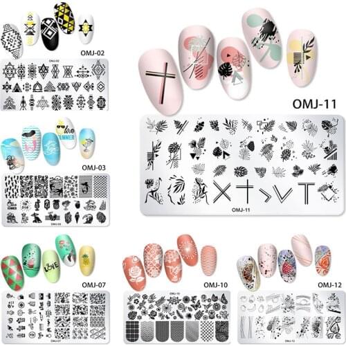 New Nail Stamping Plate Transfer Lines Flower Geometric Marble Image Stamp Template Printing Stencil DIY Manicure Nail Art Tools