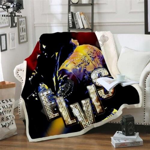 Elvis Patched Design Blanket Plush 3d Printed for Adults Sofa Sherpa Fleece Bedspread Wrap Throw Blanket Microfiber -2