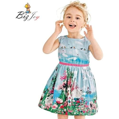 Flower Watercolor Grassland Bunny Floral Ruffle Sleeveless Dress Baby Toddler Girls clothes children Kids femme Play Mats