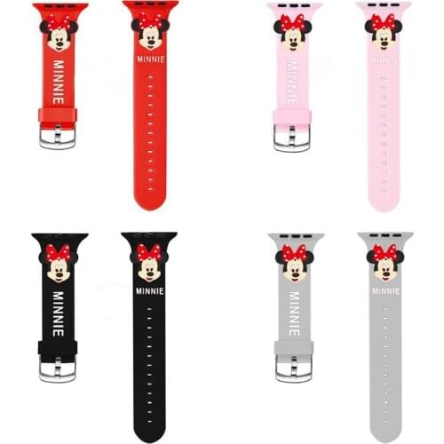 New 2021 Disney Cute Minnie Watch Band for Apple IWatch Band 4 5 Silicone Wristband Bracelet Replacement IWatch 1 2 3 Watch Band