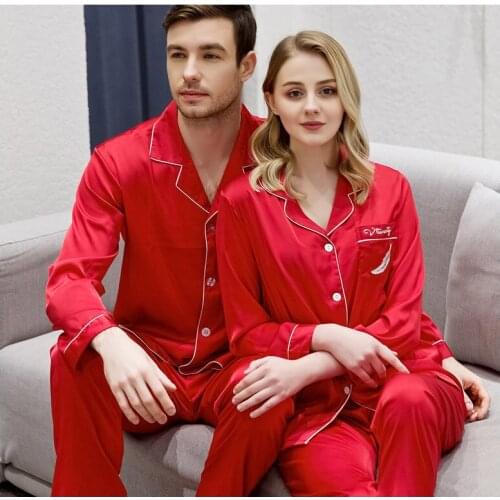 Luxury Pajama suit Satin Silk Pajamas Sets Couple Sleepwear Family Pijama Lover Night Suit Men & Women Casual Home Clothing