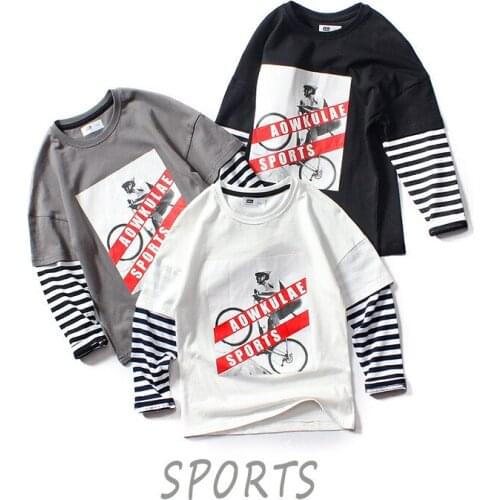 5 6 7 8 9 10 Y Big Boys Shirts Casual Printed Striped Long Sleeve Stitching Tops For Boys Kids Clothing Children Autumn Shirts