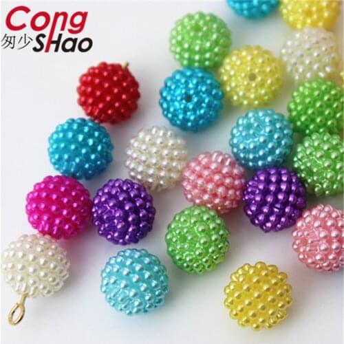 Cong Shao 11/14mm Mix color Bayberry Ball Hole Beads ABS Shamballa Charm Beads DIY Bracelet beads for costume Button YB626HB