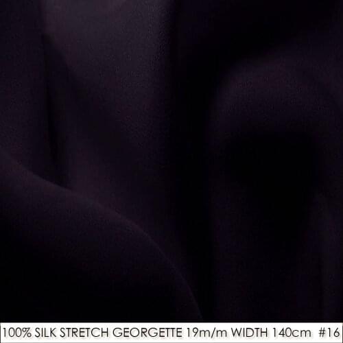 SILK STRETCH DOUBLE GEORGETTE 19mm Width55"-140cm Pure Silk Fabric for sewing Wedding Dress/Decoration in Classic Deep Purple 16