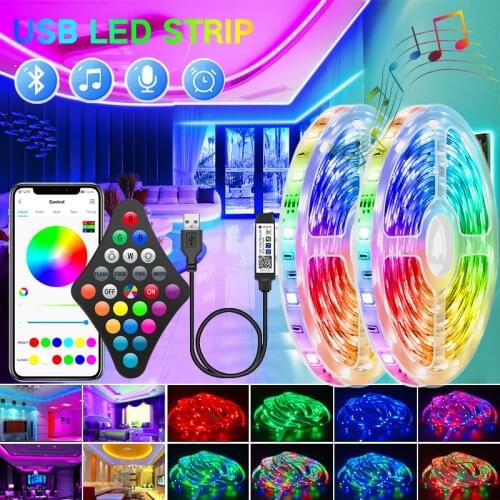 LED Lights StripS Bluetooth USB 5V LED Strip 2835 RGB Flexible LED Lamp Tape Ribbon RGB TV Desktop Screen BackLight Diode Tape