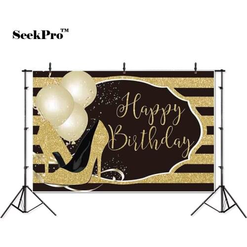 Thin vinyl happy birthday balloon luxury glitter children Backgrounds Printed Professional Indoor Photographic studio Backdrops