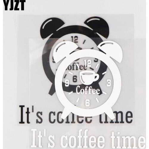 YJZT 13.5×12.6CM Its Coffee Time Vinyl Decal Car Sticker Cartoon Art Fashion Black/Silver 4C-0533