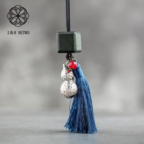 Womens Jewelry Tassel Wood Accessories Necklaces Vintage Square Neck Ethnic Suspension Trendy Pendants For Friends Wholesale
