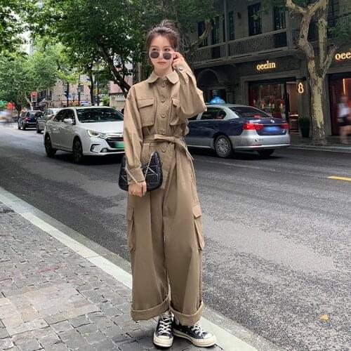 Women Fashion Long Sleeve Wide Leg Jumpsuit Spring Autumn Streetwear Hip Hop Loose Casual Harem One Piece Pants Overalls XC01