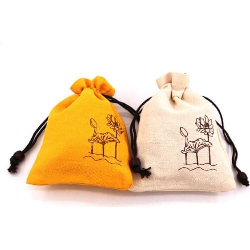 10PCS 10x14cm The Newly Shot Buddha Bead Burlap Bag Soil Brown Printing Daily One Type Multi - Purpose Storage Packaging